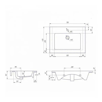 Раковина Kirovit Оскар 75 Белая (4640021062210)