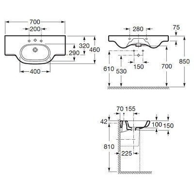 Раковина настенная Roca - Meridian 70x46 (327240000)