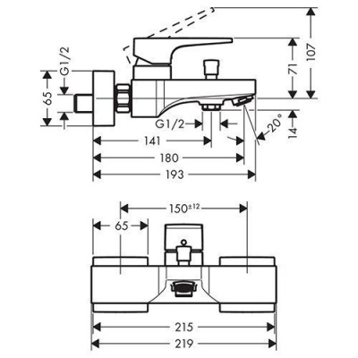 Смеситель для ванны, Hansgrohe Metropol (32540000) витринный образец