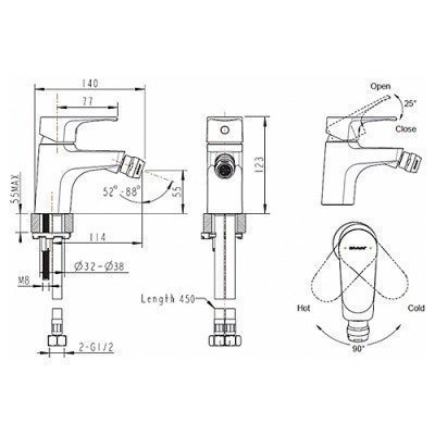 Смеситель для биде Bravat - Alfa (F3120178CP)