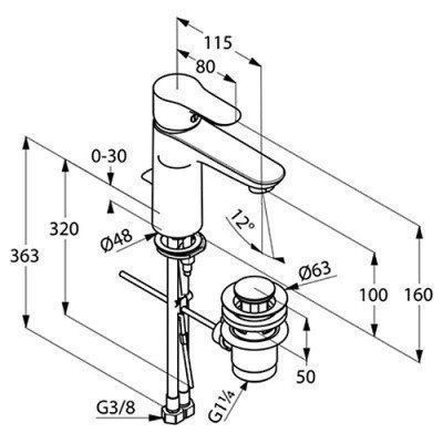 Смеситель для раковины Kludi - Objekta (322600575)