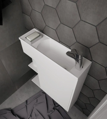 Тумба 1Marka с раковиной Stretto 60П 1д. Белый глянец (У94717)