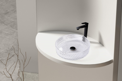 Раковина накладная стеклянная ABBER Glas прозрачная (AK2301)