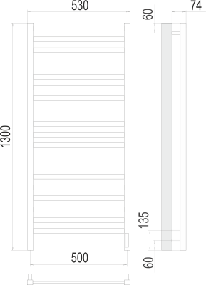 Электрический полотенцесушитель Terminus Ното П15 500х1300 электро (4670078526953)