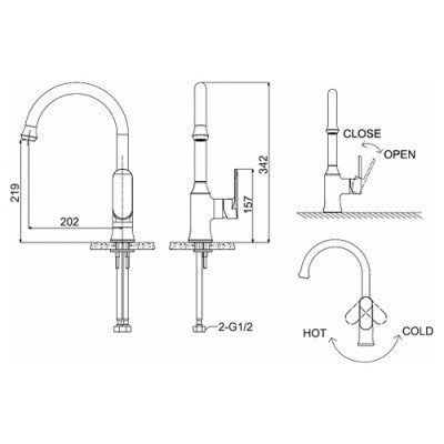 Смеситель для кухни Bravat - Opal (F7125183CP-RUS)