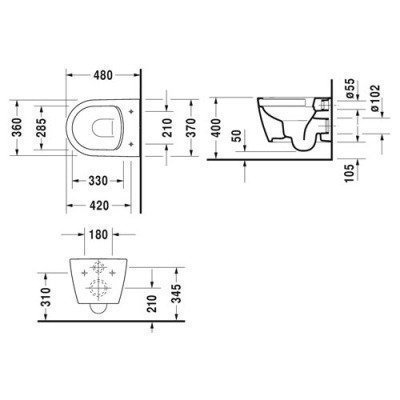 Унитаз-компакт безободковый Duravit - ME by Starck 48x37 (2530090000)