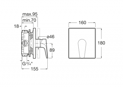 Встраеваемый смеситель для душа Roca - Atlas (5A2B90C00)