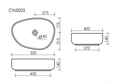 Накладная раковина Ceramicanova Element 55 белая, овальная (CN5003)