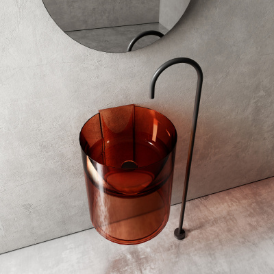 Раковина подвесная прозрачная ABBER Kristall коричневая (AT2704Opal)