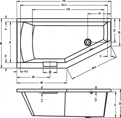 Ванна акриловая RIHO GETA 170 R (BA8800500000000) Ванна акриловая RIHO GETA 170 R (BA8800500000000)