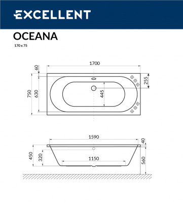 Ванна акриловая EXCELLENT Oceana 170x75 (WAEX.OCE17WH)