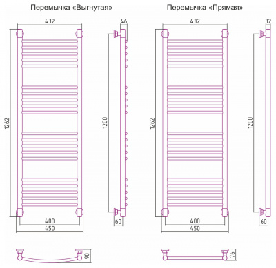 Водяной полотенцесушитель Сунержа - Богема 1200х600 (00-0221-1260)