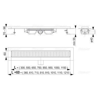 Душевой лоток - AlcaPlast (APZ101-950) Low
