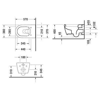 Унитаз безободковый Duravit - ME by Starck 57x37 (2529090000)