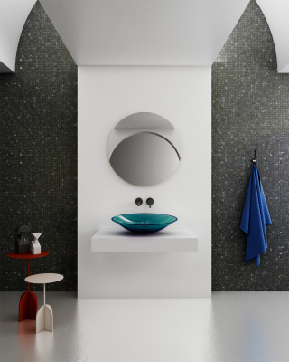 Раковина накладная прозрачная ABBER Kristall бирюзовая (AT2812Aquamarin)