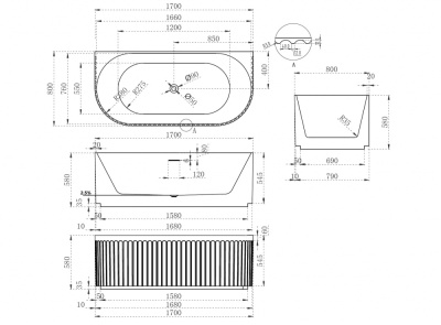 Акриловая ванна ABBER (AB9416-1.7)