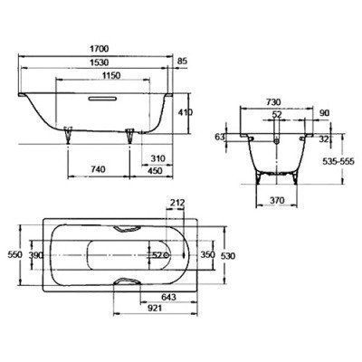 Ванна стальная Kaldewei - Saniform Plus 371-1 170x73 (112900010001)