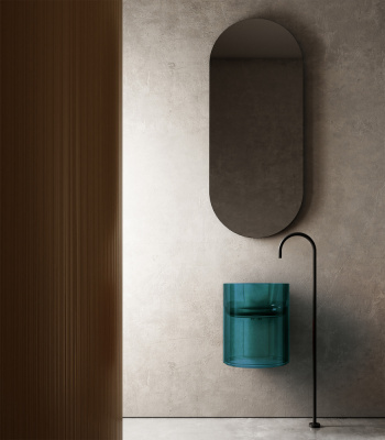 Раковина подвесная прозрачная ABBER Kristall бирюзовая (AT2704Aquamarin)