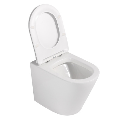 Унитаз ABBER Bequem приставной белый, безободковый (AC1113)