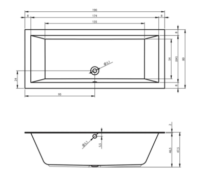 Ванна акриловая RIHO LUGO 190x80 (B135001005)