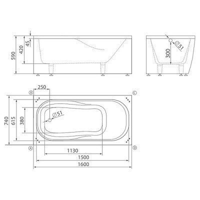 Ванна из литьевого мрамора Esse - Haiti 170x74