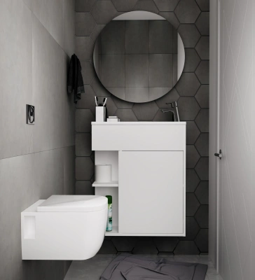 Тумба 1Marka с раковиной Stretto 60П 1д. Белый глянец (У94717)