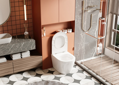 Унитаз ABBER Bequem приставной белый, безободковый (AC1113)