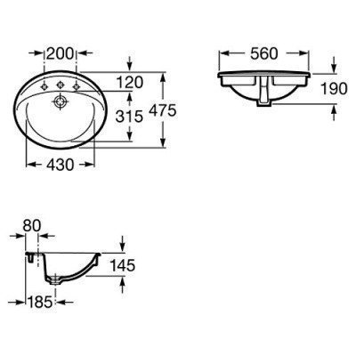 Раковина встраиваемая Roca - Aloa 56x47 (327865000)