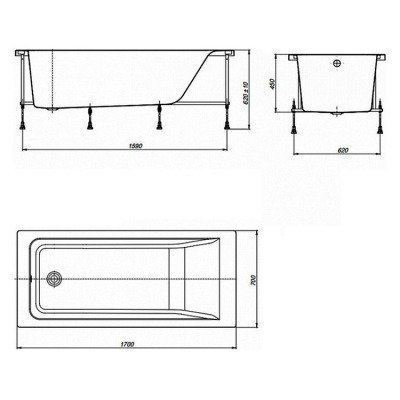 Ванна roca easy 170x70 высота