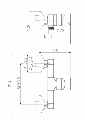 Смеситель CERSANIT BRASKO BLACK для душа (63109)