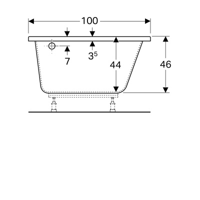 Ванна асимметричная угловая 150x100 Geberit Renova (657340000)