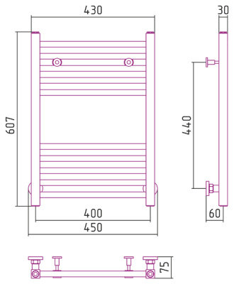 Водяной полотенцесушитель Сунержа - Модус 600х400 (00-0250-6040)