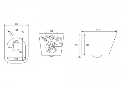 Унитаз ABBER Rechteck подвесной белый, безободковый (AC1201)