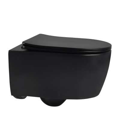 Унитаз ABBER Bequem подвесной черный матовый, безободковый (AC1104MB)