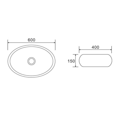 Раковина накладная Calypso овальная 600x400x150мм (CS3083)