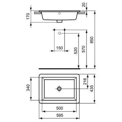 Раковина встраиваемая Ideal Standard - Strada 59.5x43.5 (K078001)