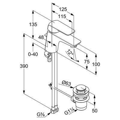 Смеситель для раковины Kludi - Ameo (410290575)