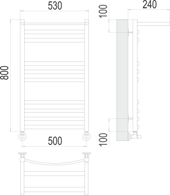 Водяной полотенцесушитель Terminus Енисей с/п П10 500х800 (4670078529565)