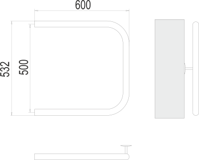 Водяной полотенцесушитель Terminus П-образный 1" БШ 500х600 (4620768881602)