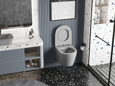 Унитаз ABBER Bequem подвесной серый матовый, безободковый (AC1102MG)