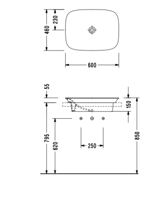 Раковина накладная Serel Hera 60  белая (HR33DXS110H)