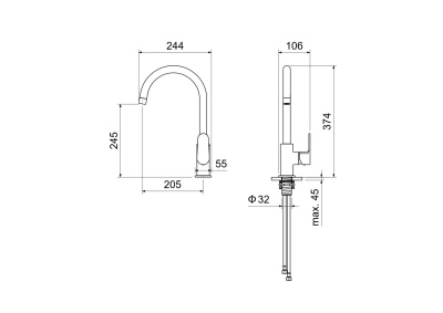 Смеситель для кухни AQUATEK ОБЕРОН (AQ1282CR)