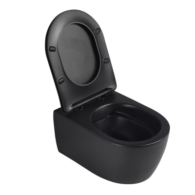 Унитаз ABBER Bequem подвесной черный матовый, безободковый (AC1104MB)