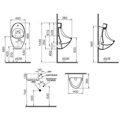 Писсуар электронный Vitra - Arkitekt (4106B003-5291)