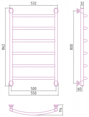 Водяной полотенцесушитель Сунержа - Галант+ 800х500 (00-0200-8050)
