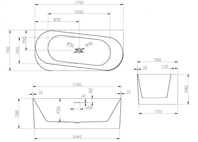 Акриловая ванна ABBER (AB9494-1.7)