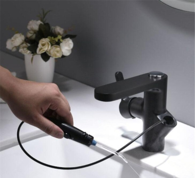 Смеситель с ирригатором (чёрный) (10188B)