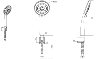 Душевой набор AQUATEK, матовый черный (AQ2010MB)