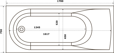 Ванна Bas "Афина 170х75" белый глянец (ВА00020)