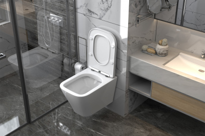 Унитаз ABBER Rechteck подвесной белый, безободковый (AC1200)